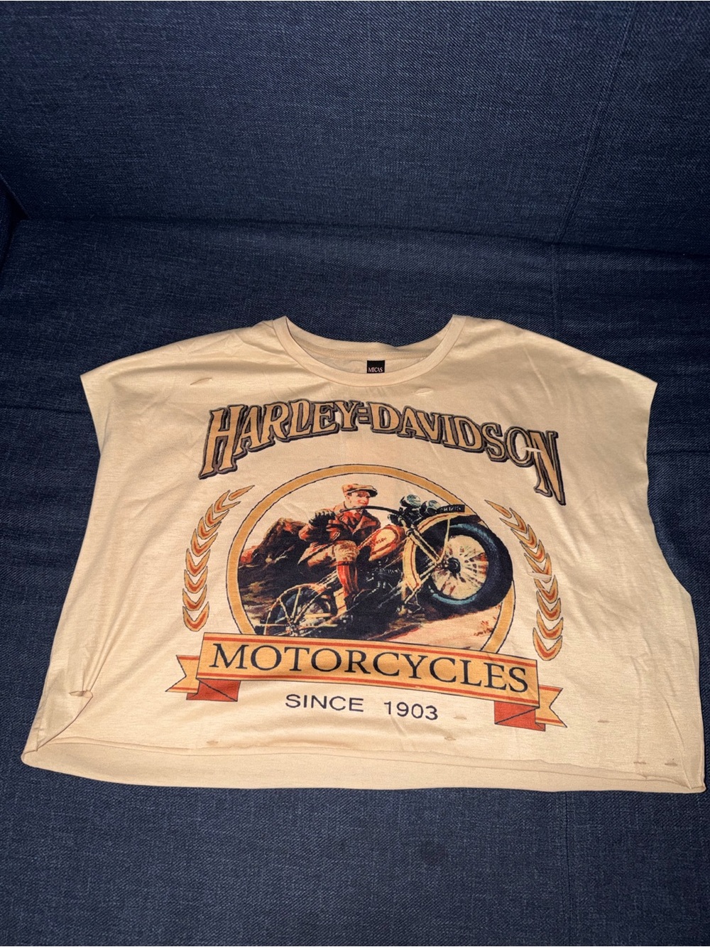 Harley-Davidson Women’s Cream Motorcycle Graphic Crop Tank